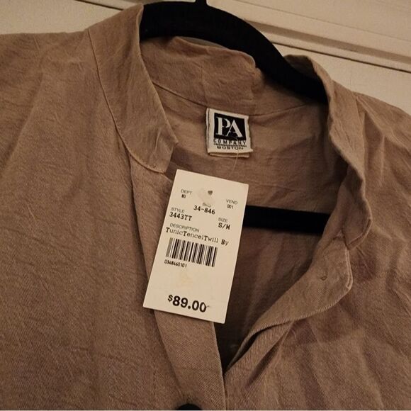 NWT PA Company Boston tan button up tunic Top M - Picture 4 of 5